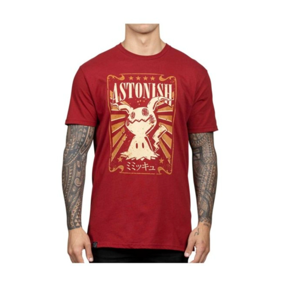 Mimikyu Pokémon Greatest Hits Red Relaxed Fit Crew Neck T-Shirt - Adult s small
